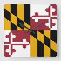Wall Clock with Flag of Maryland, USA