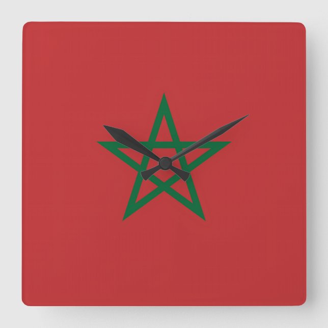 Wall Clock with Flag of Morocco (Front)