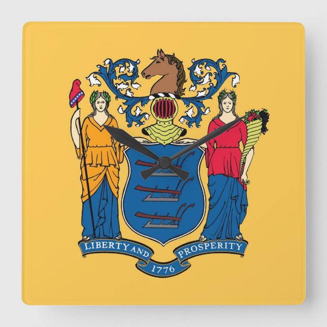 Wall Clock with Flag of New Jersey, USA (Front)
