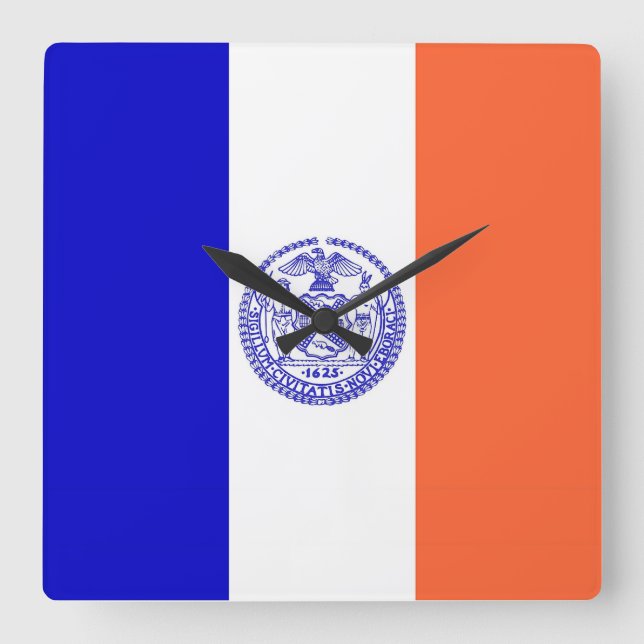 Wall Clock with Flag of New York, USA (Front)