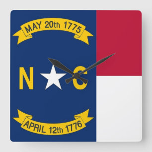 Wall Clock with Flag of North Carolina, USA