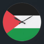 Wall Clock with Flag of Palestine<br><div class="desc">Add a touch of patriotism to any room with this stylish wall clock featuring the flag of Palestine. Crafted with precision and care, this wall clock is both functional and a beautiful expression of cultural pride. The Palestinian flag, with its bold colours and striking design, is prominently displayed on the...</div>