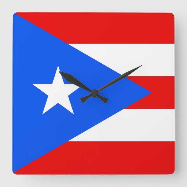 Wall Clock with Flag of Puerto Rico, USA (Front)