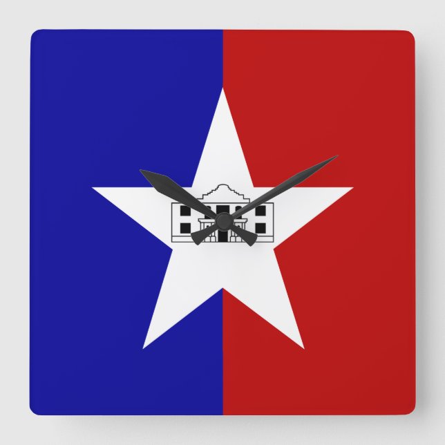 Wall Clock with Flag of San Antonio City, USA (Front)