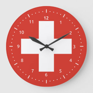 Wall Clock with flag of Switzerland