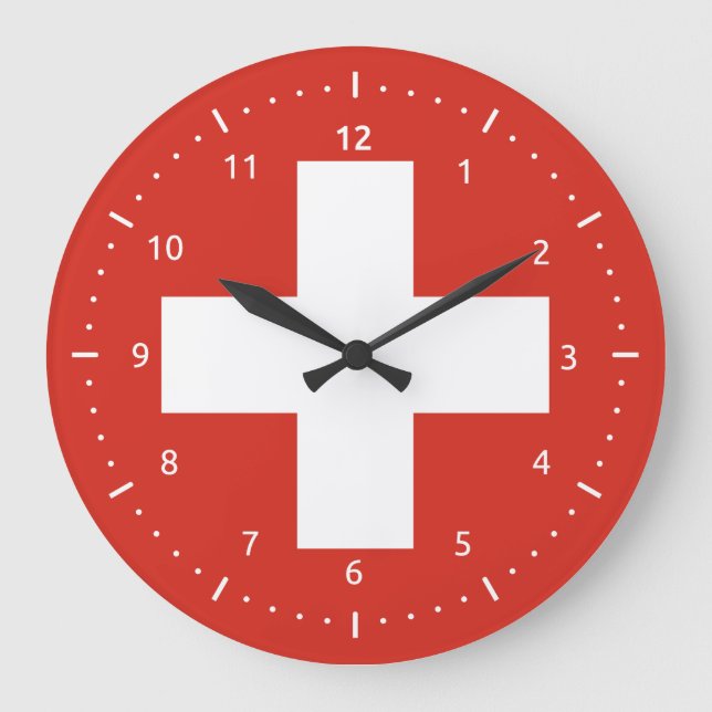 Wall Clock with flag of Switzerland (Front)
