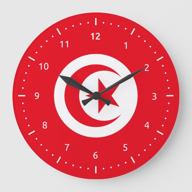 Wall Clock with flag of Tunisia (Front)