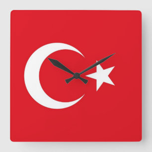 Wall Clock with Flag of Turkey