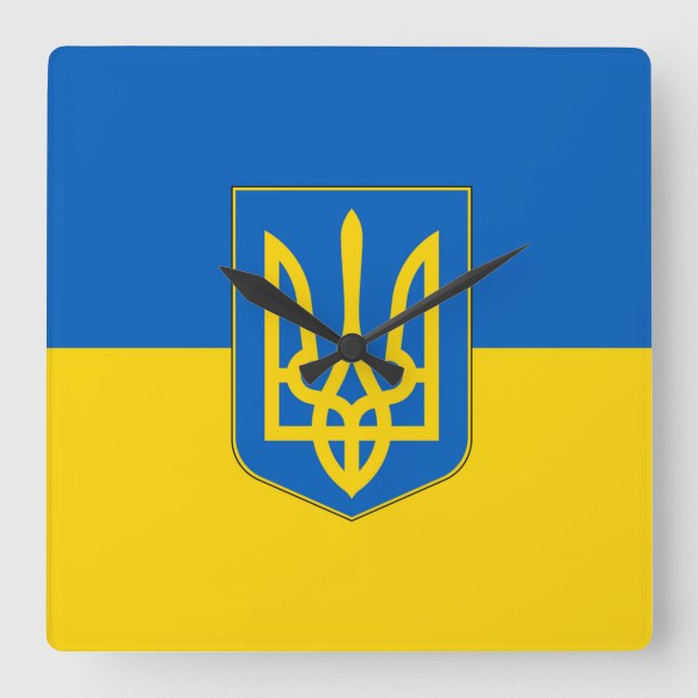 Wall Clock with Flag of Ukraine (Front)