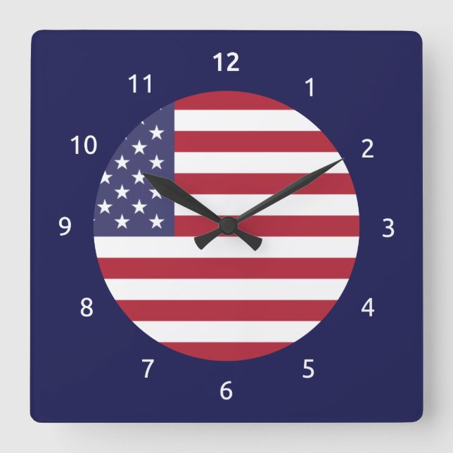 Wall Clock with flag of USA (Front)