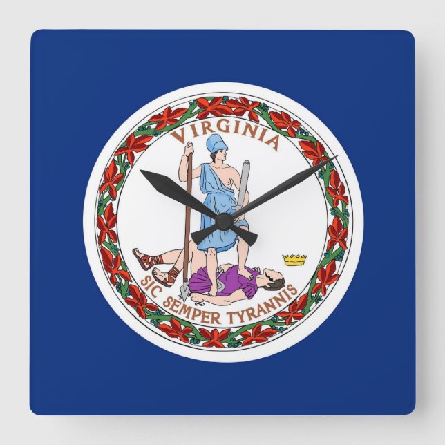 Wall Clock with Flag of Virginia, USA (Front)