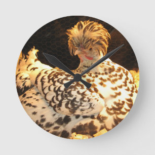 Wall clock with German Spitzhauben hen