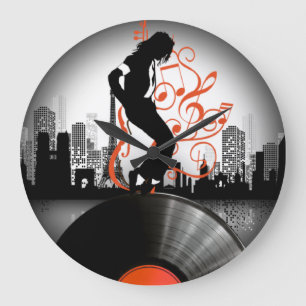 Wall Clock with New York and Eiffel Tower