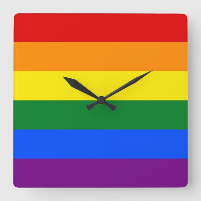 Wall Clock with Rainbow LGBT Pride Flag (Front)