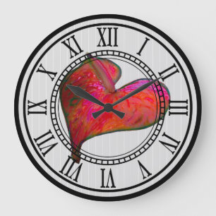 Wall Clock with Red Anthurium