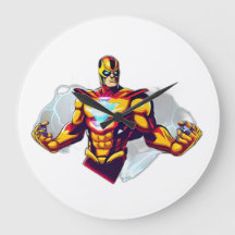 Wall Clock with super hero tattoo
