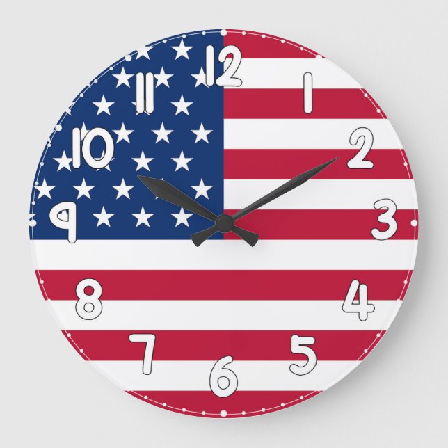 Wall Clock with the United States Flag - USA Flag (Front)