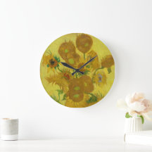 Wall Clock with Van Gogh's Sunflowers