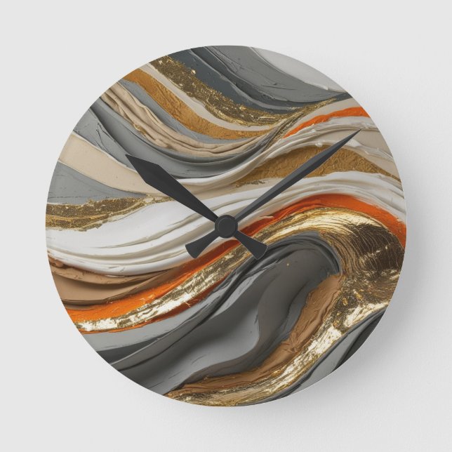 Wall Clock with vibrant orange and grey tones  (Front)