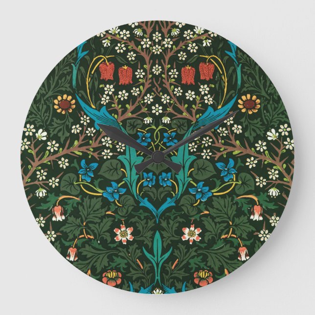 WALL CLOCK WITH WILLIAM MORRIS "TULIPS" DESIGN (Front)
