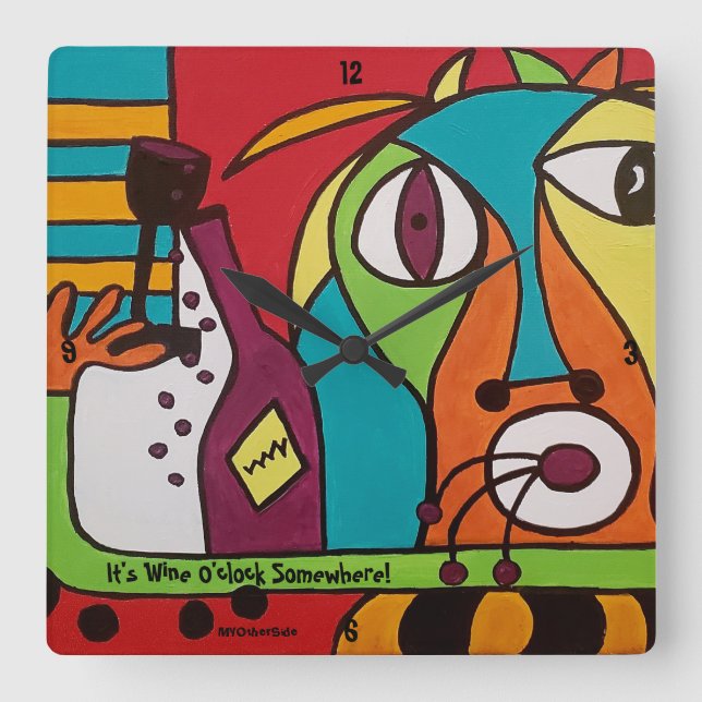 Wall Clock with Wine O'clock Art  (Front)