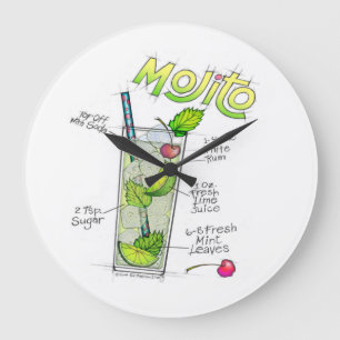 WALL CLOCKS - MOJITO RECIPE COCKTAIL ART