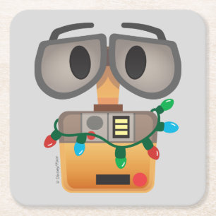 WALL-E Christmas Lights Square Paper Coaster