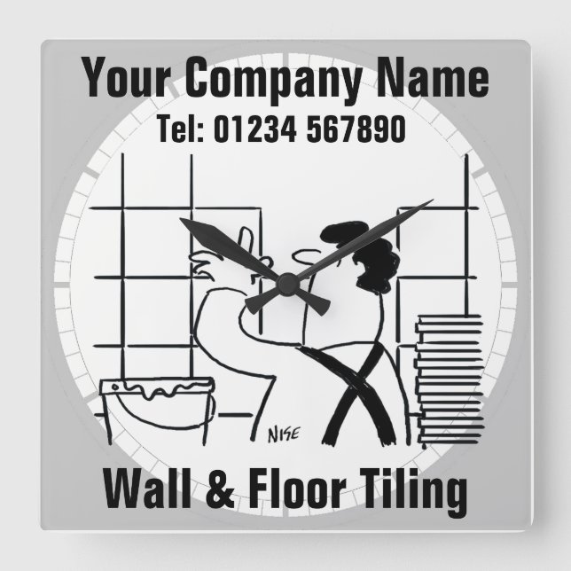 Wall & Floor Tiling Cartoon Square Wall Clock (Front)