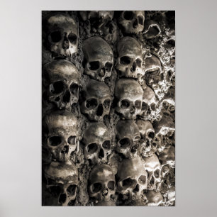 Wall Full Of Skulls And Bones In The Bone Chapel Poster