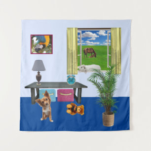 Wall Hanging, Pretend Room in House for Kids Tapestry
