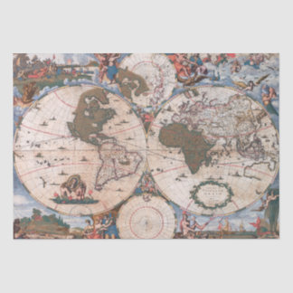 Wall Map of the World By Cornelis Danckerts Tissue Paper