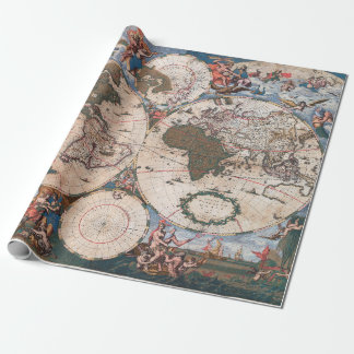 Wall Map of the World By Cornelis Danckerts Wrapping Paper