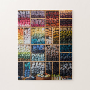 Wall of Colorful Yarn Jigsaw Puzzle