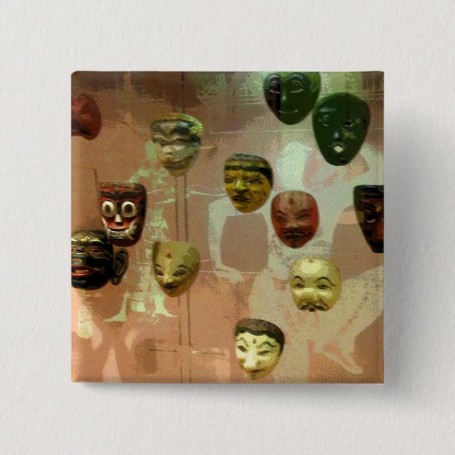 Wall of Masks CB 2 Inch Square Button (Front)