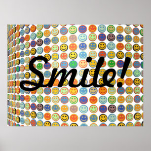 Wall of smiling faces poster