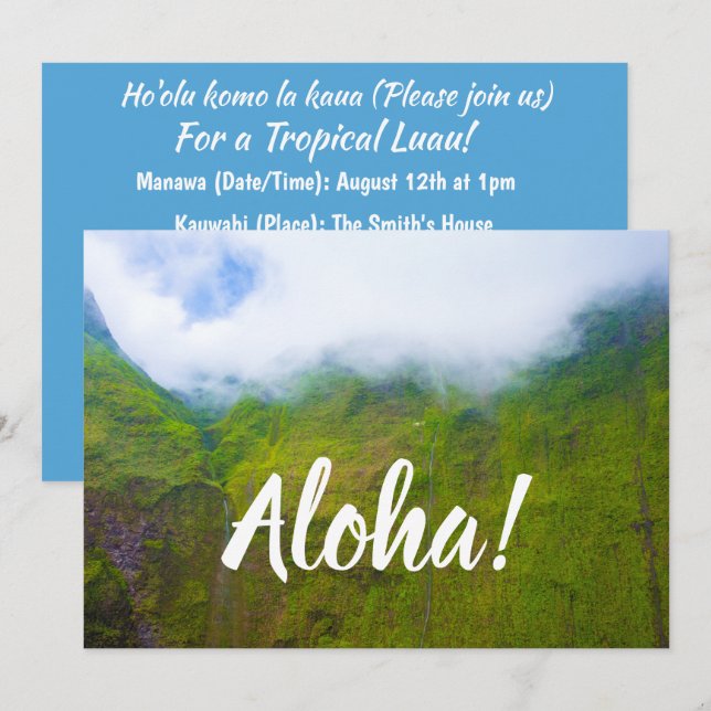 Wall of Tears, Mount Waialeale, Kauai, Hawaii Invitation (Front/Back)