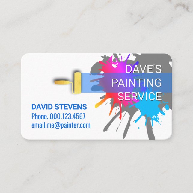 Wall Paint Splatter Painter Service Business Card (Front)