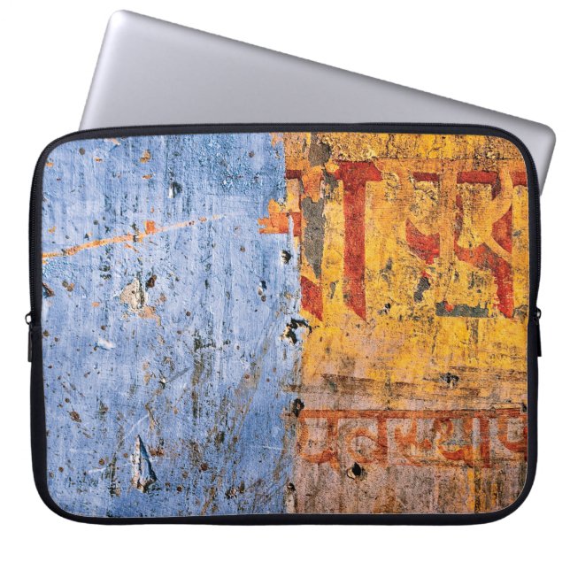 Wall painted graffiti devanagari laptop sleeve (Front)