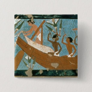 Wall painting from the tomb of Ipuy, Thebes, depic 2 Inch Square Button