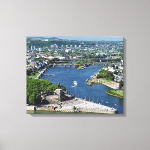 wall painting of German corner in Koblenz Canvas Print