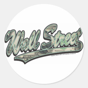 Wall Street Baseball Script, High Finance Classic Round Sticker