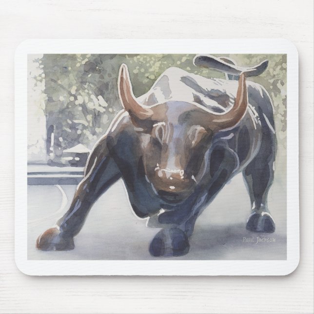 Wall Street Bull by Paul Jackson Mouse Pad (Front)