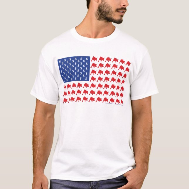 Wall Street Bull Market American Flag T-Shirt (Front)