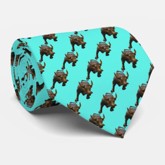 Wall Street Charging Bull Tie - Aqua BG