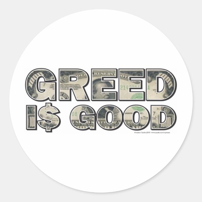 Wall Street/ Greed is Good Classic Round Sticker (Front)
