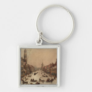 Wall Street in Winter Keychain