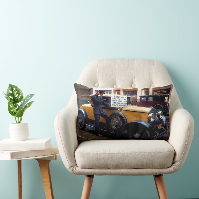 Wall Street Investor Selling Auto After Crash 1929 Lumbar Pillow (Chair)