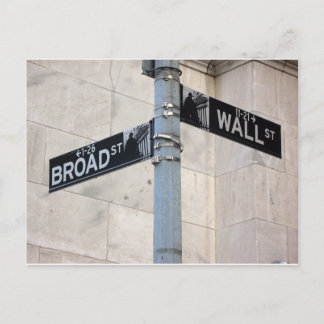 Wall Street Sign New York City Postcard