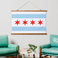 Wall tapestry with flag of Chicago City, U.S.A.