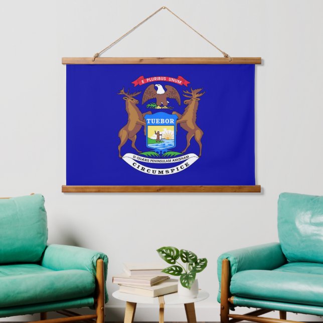 Wall tapestry with flag of Michigan, U.S.A. (Living Room)
